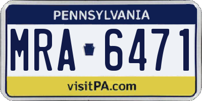 PA license plate MRA6471