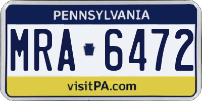 PA license plate MRA6472