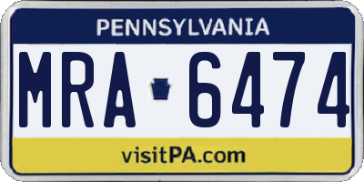 PA license plate MRA6474