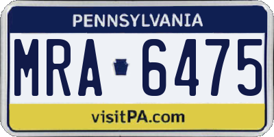 PA license plate MRA6475