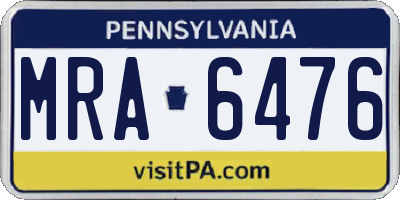PA license plate MRA6476