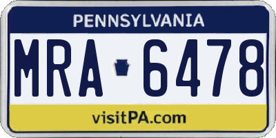 PA license plate MRA6478