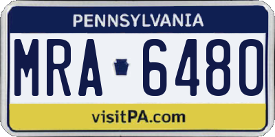 PA license plate MRA6480