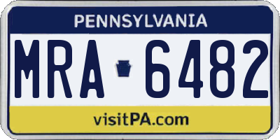 PA license plate MRA6482
