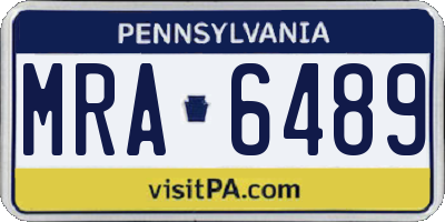 PA license plate MRA6489
