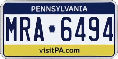 PA license plate MRA6494