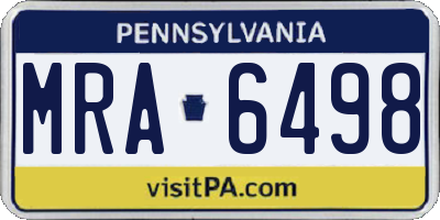 PA license plate MRA6498