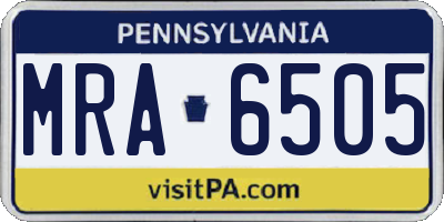 PA license plate MRA6505