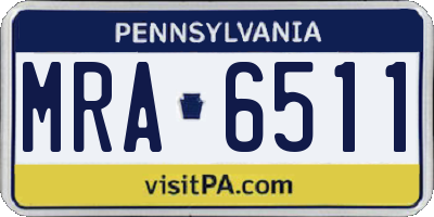 PA license plate MRA6511