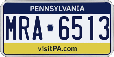PA license plate MRA6513