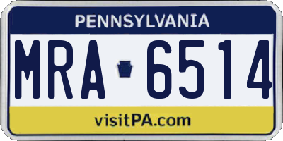 PA license plate MRA6514