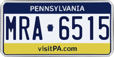 PA license plate MRA6515
