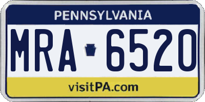 PA license plate MRA6520
