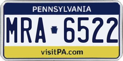 PA license plate MRA6522