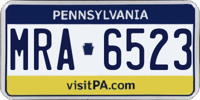 PA license plate MRA6523