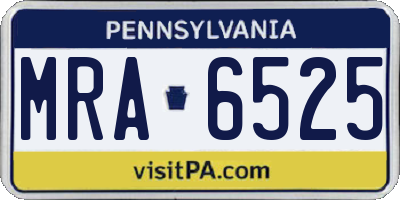 PA license plate MRA6525