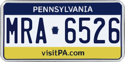 PA license plate MRA6526
