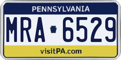 PA license plate MRA6529