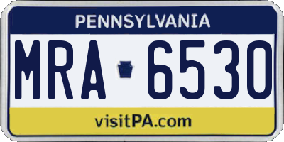 PA license plate MRA6530