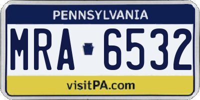 PA license plate MRA6532