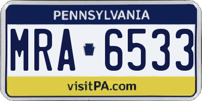 PA license plate MRA6533