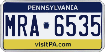PA license plate MRA6535