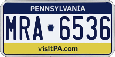 PA license plate MRA6536