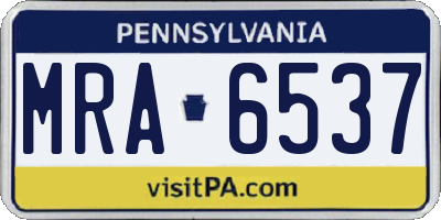 PA license plate MRA6537