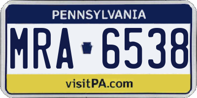 PA license plate MRA6538