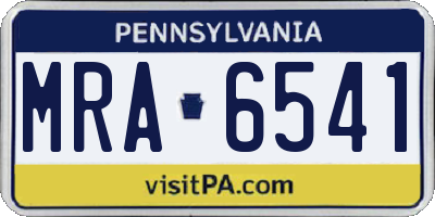 PA license plate MRA6541
