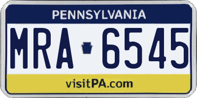 PA license plate MRA6545