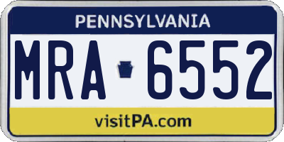 PA license plate MRA6552