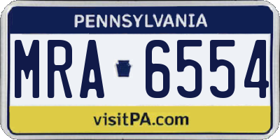 PA license plate MRA6554