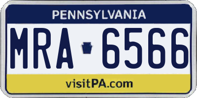 PA license plate MRA6566