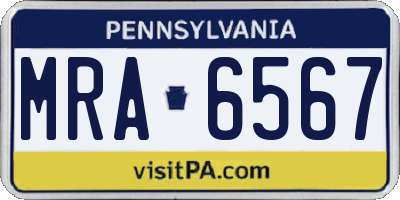 PA license plate MRA6567