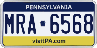 PA license plate MRA6568