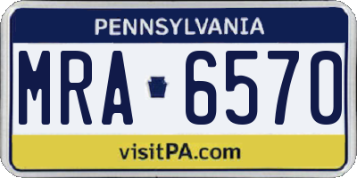 PA license plate MRA6570