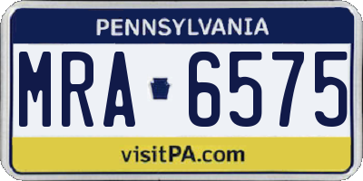 PA license plate MRA6575