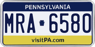 PA license plate MRA6580