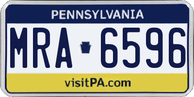 PA license plate MRA6596