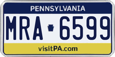 PA license plate MRA6599