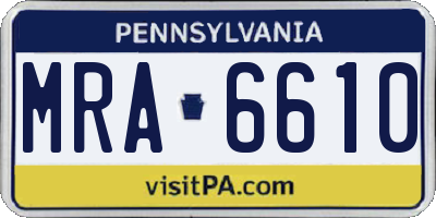 PA license plate MRA6610