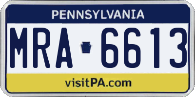 PA license plate MRA6613