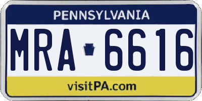 PA license plate MRA6616