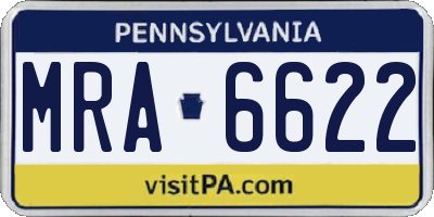 PA license plate MRA6622