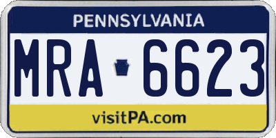 PA license plate MRA6623