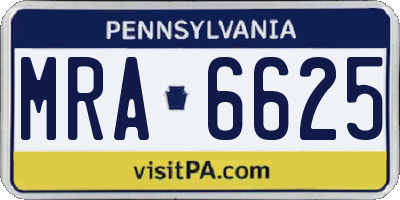 PA license plate MRA6625