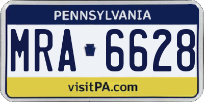 PA license plate MRA6628