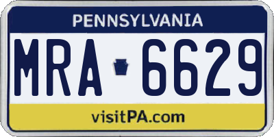 PA license plate MRA6629