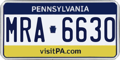 PA license plate MRA6630